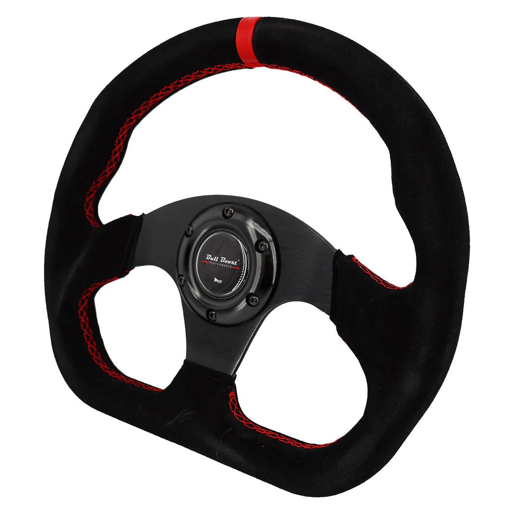 Lightweight Flat Racing Billet 6-Bolt Steering Wheel Black Alcantara Quadro
