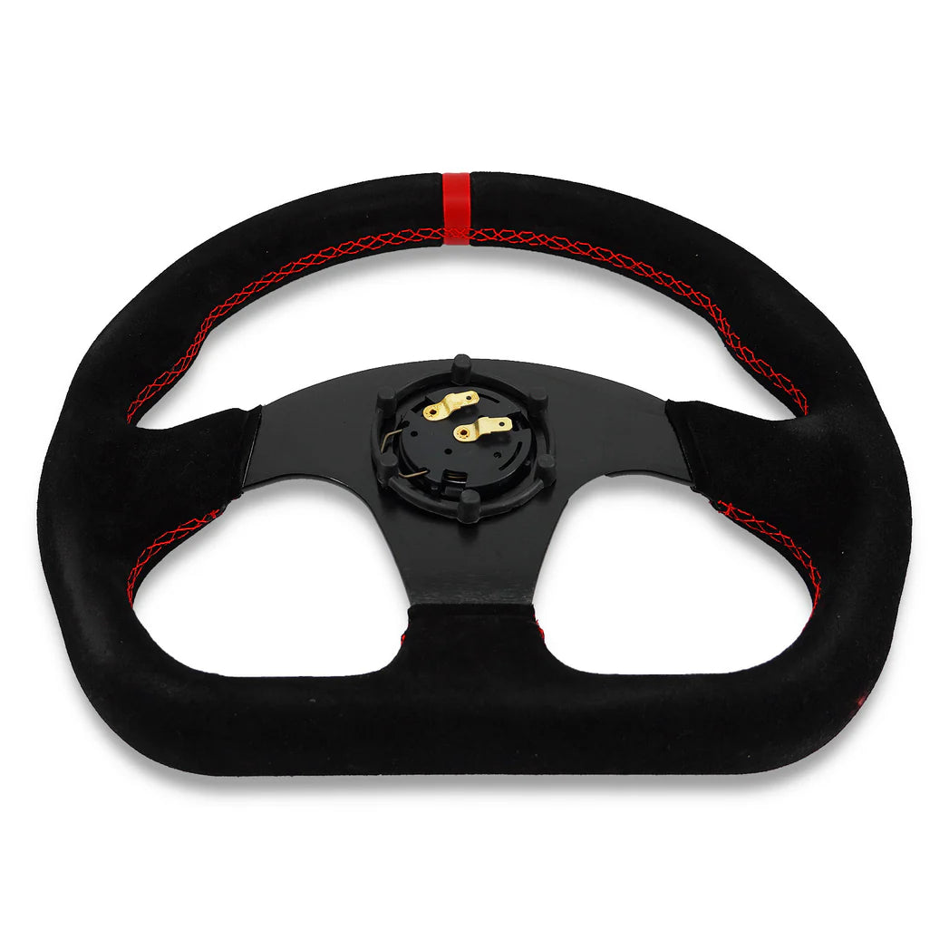 Lightweight Flat Racing Billet 6-Bolt Steering Wheel Black Alcantara Quadro