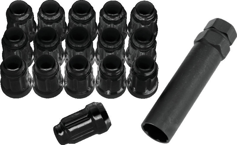 QuadBoss Spline Lug Nuts – 12x1.5 Black (Set w/ Tool)