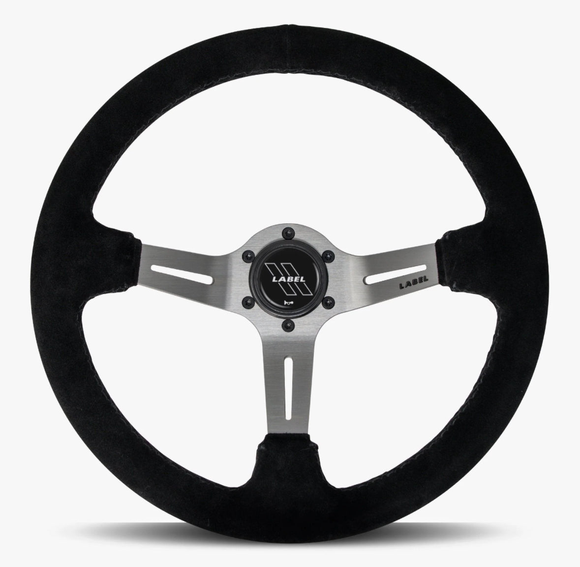 The Le Mans | Black Alcantara Suede | Graphite Spoke | Black Stitch