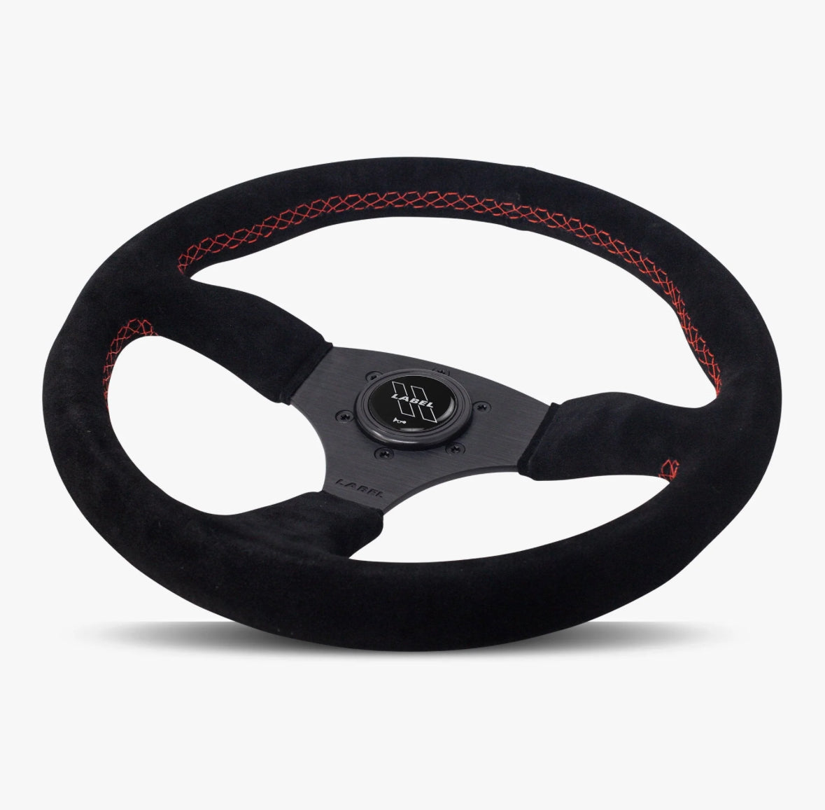 The Performa | Black Alcantara Suede | Black Spoke | Red Stitch