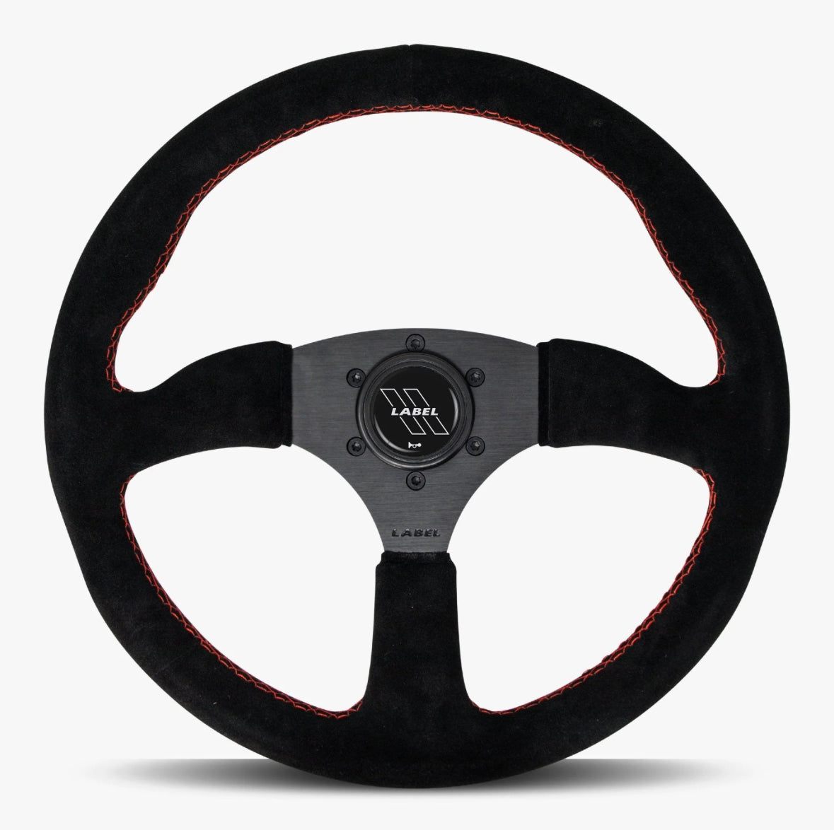 The Performa | Black Alcantara Suede | Black Spoke | Red Stitch
