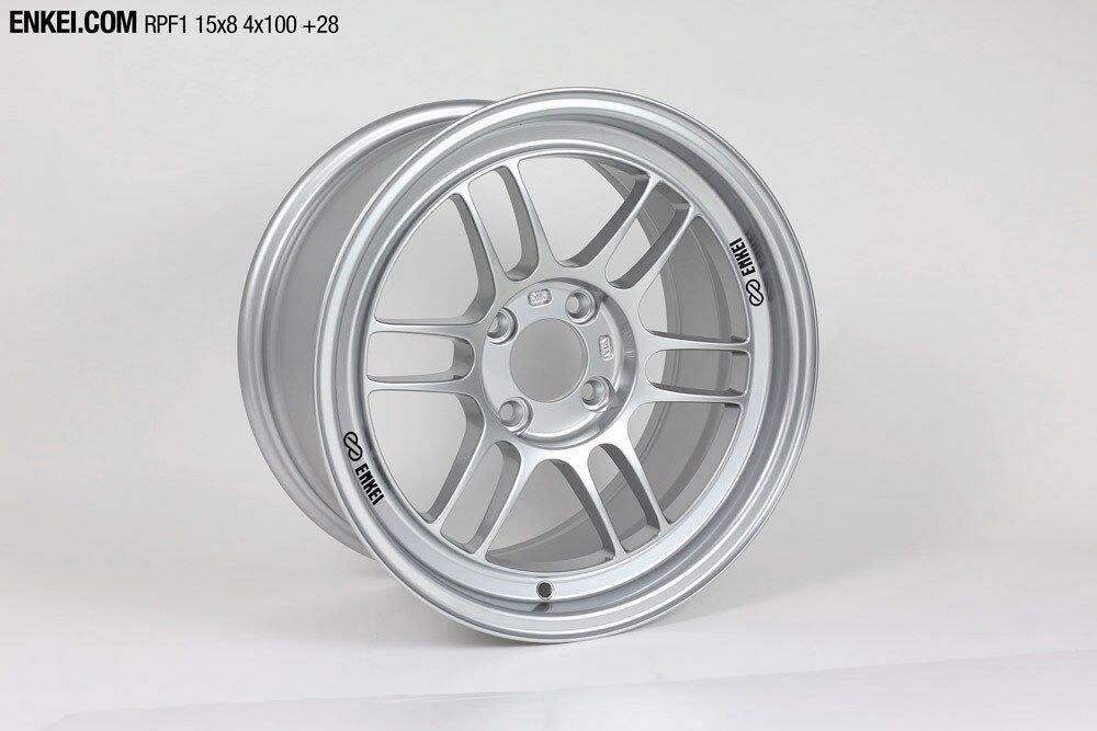 Enkei RPF1 15x8 4x100 28mm Offset 5 Hub Bore Silver Wheel