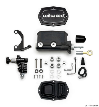 compare product Wilwood Compact Tandem M/C - 15/16in Bore w/Bracket and Valve fits Mustang (Pushrod) - Black