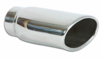 compare product Vibrant 4.5in x 3in Oval SS Exhaust Tip (Single Wall Angle Cut Rolled Edge)