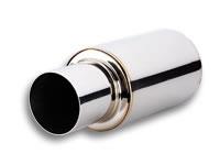 compare product Vibrant TPV Turbo Round Muffler (17in Long) with 4in Round Tip Straight Cut - 3in inlet I.D.