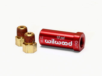 compare product Wilwood Residual Pressure Valve - New Style w/ Fittings - 10# / Red