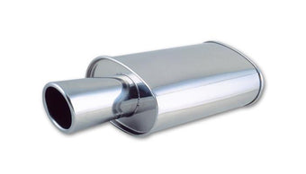 compare product Vibrant StreetPower Oval Muffler with 4in Round Tip Angle Cut Rolled Edge - 2.5in inlet I.D.