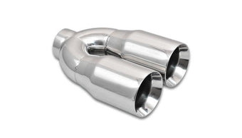 compare product Vibrant 2.5in ID Dual 3.5in OD Round SS Tips (Double Wall, Straight Cut)