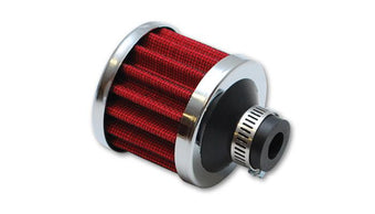 compare product Vibrant Crankcase Breather Filter w/Chrome Cap 2 1/8in 55mm Cone ODx2 5/8in 68mm Tallx5/8in 15mm ID