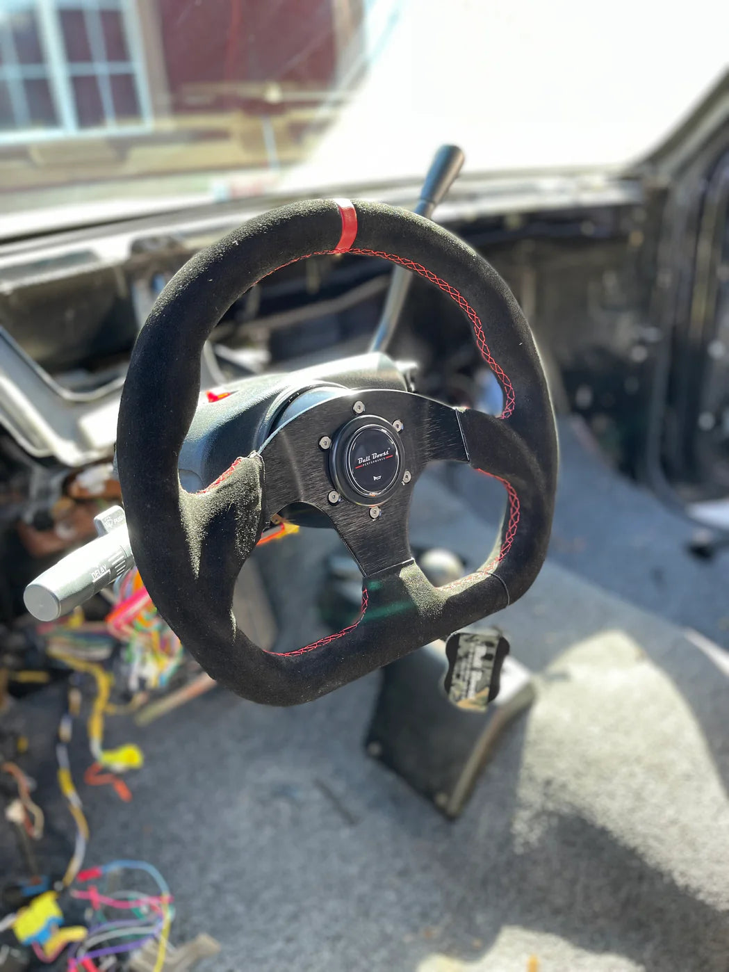 Lightweight Flat Racing Billet 6-Bolt Steering Wheel Black Alcantara Quadro