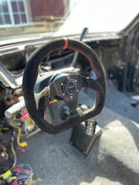 Lightweight Flat Racing Billet 6-Bolt Steering Wheel Black Alcantara Quadro