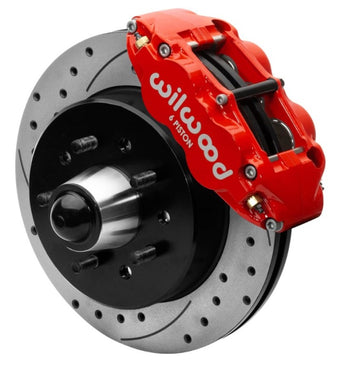 compare product Wilwood 63-87 Chevy C10 Narrow Superlite 6R Front Brake Kit Drilled & Slotted 12.19in Rotors - Red