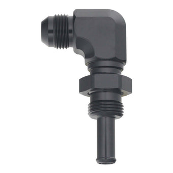 compare product DeatschWerks 8AN Male Flare to Straight 3/8in Single Hose Barb - Anodized Matte Black