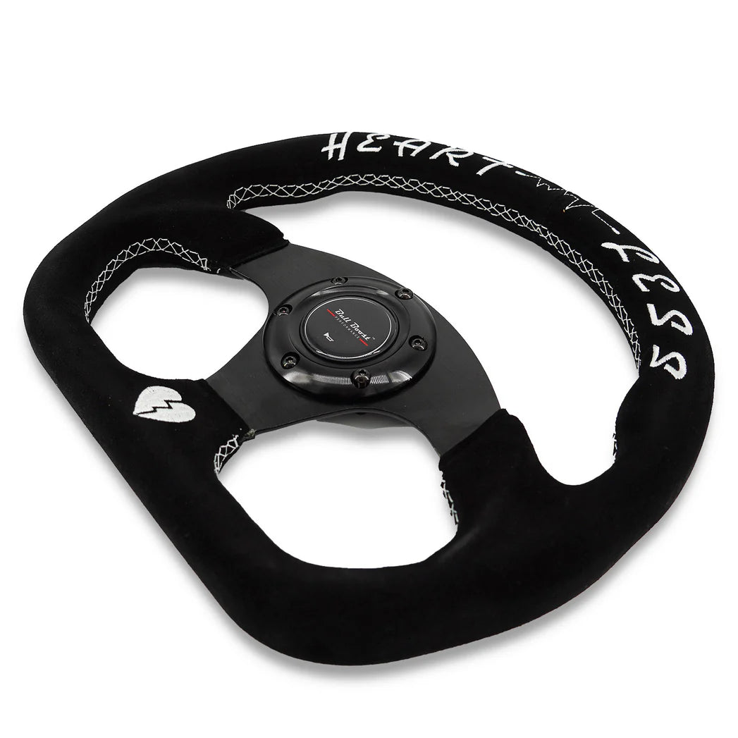 Heartbreak Lightweight Flat Racing Billet 6-Bolt Steering Wheel Black Alcantara Quadro