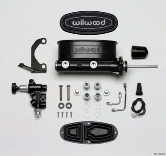 compare product Wilwood HV Tandem M/C Kit w L/H Bracket & Prop Valve - 15/16in Bore Black-W/Pushrod