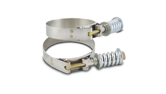 compare product Vibrant SS T-Bolt Clamps Pack of 2 Size Range: 3.53in to 3.83in OD For use w/ 3.25in ID Coupling