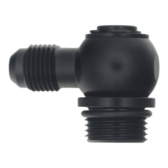compare product DeatschWerks 8AN ORB Male to 6AN Male Flare Low Profile 90-Degree Swivel - Anodized Matte Black