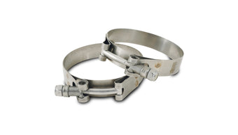 compare product Vibrant SS T-Bolt Clamps Pack of 2 Size Range: 2.27in to 2.63in O.D. For use with 2in I.D. couplings