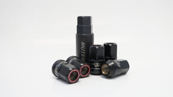 compare product Wheel Mate Muteki HR38 Open End Lug Nuts 12x1.50 Black Chrome / Red Ring