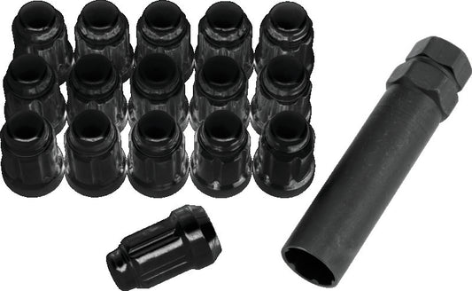 QuadBoss Spline Lug Nuts – 12x1.5 Black (Set w/ Tool)