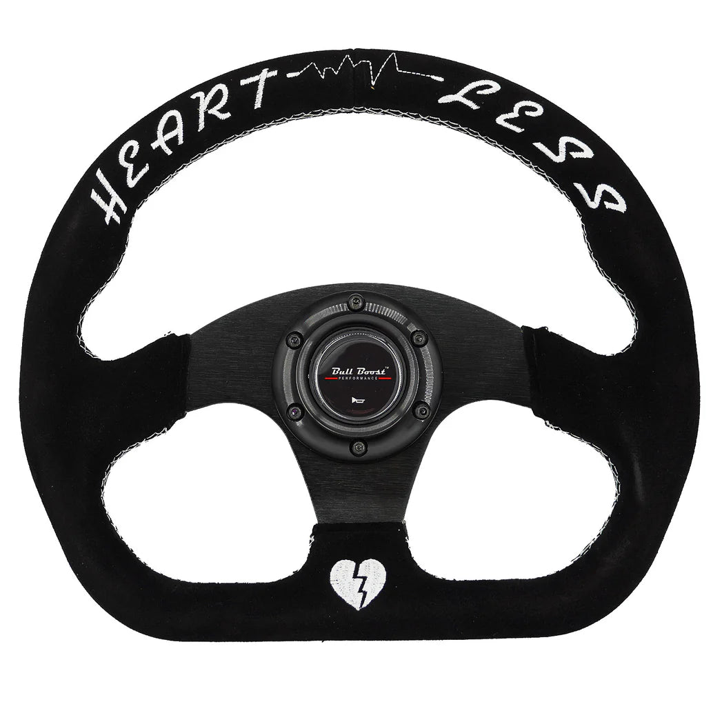 Heartbreak Lightweight Flat Racing Billet 6-Bolt Steering Wheel Black Alcantara Quadro