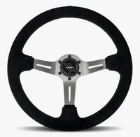 The Le Mans | Black Alcantara Suede | Graphite Spoke | Black Stitch