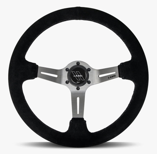 The Le Mans | Black Alcantara Suede | Graphite Spoke | Black Stitch