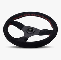 The Performa | Black Alcantara Suede | Black Spoke | Red Stitch