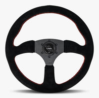 The Performa | Black Alcantara Suede | Black Spoke | Red Stitch