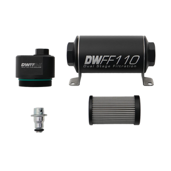compare product DeatschWerks DWFFR-X 110mm Billet Fuel Filter Regulator - 10 Micron