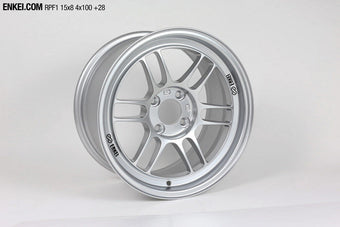 compare product Enkei RPF1 15x8 4x100 28mm Offset 5 Hub Bore Silver Wheel