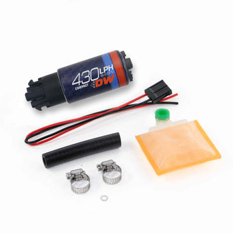 compare product DeatschWerks Universal DW430C 430lph Compact Fuel Pump with Clips and Install Kit