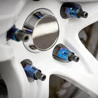 Lug Nut, Steel, Ti-Blue, 12mm x 1.50, Bulge Conical Seat, Open End, Set of 20