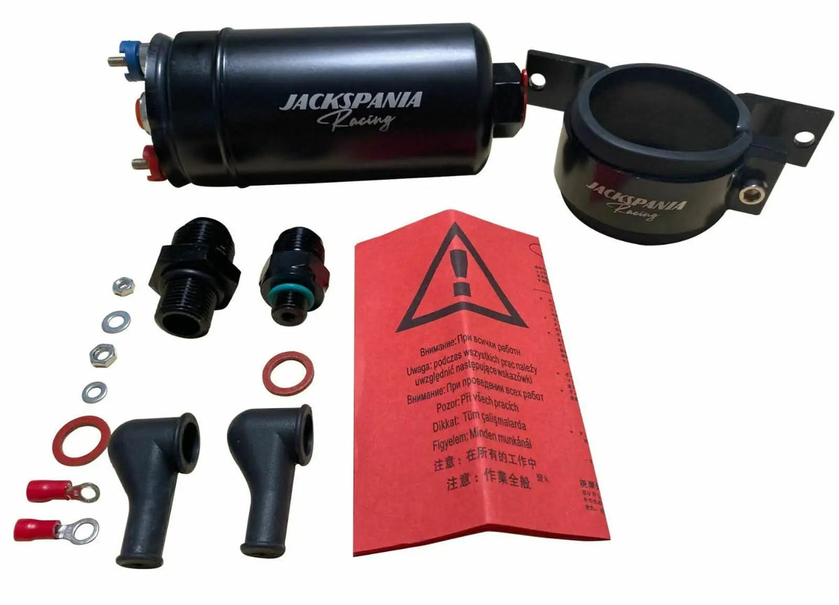 Jackspania Racing 380LPH external fuel pump kit components